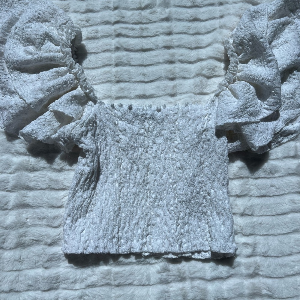 ZARA Elegant White Textured Women's Top